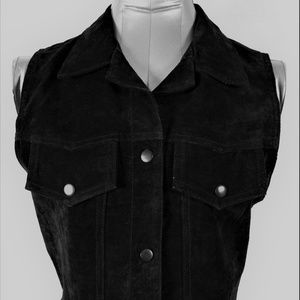 MARIAH womens Sz S/M SUEDE LEATHER SNAP vest A5)E2